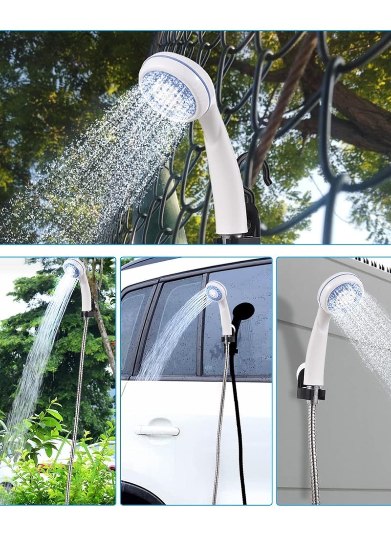 Portable Camping Shower with Rechargeable Battery, Compact Handheld Electric Shower Set for Outdoor Use, Trips, Pet Bathing and Gardening, Includes 1.5M Hose, Shower Head, Holder, Hook, Suction Cup, USB Charging Cable and Water Pump