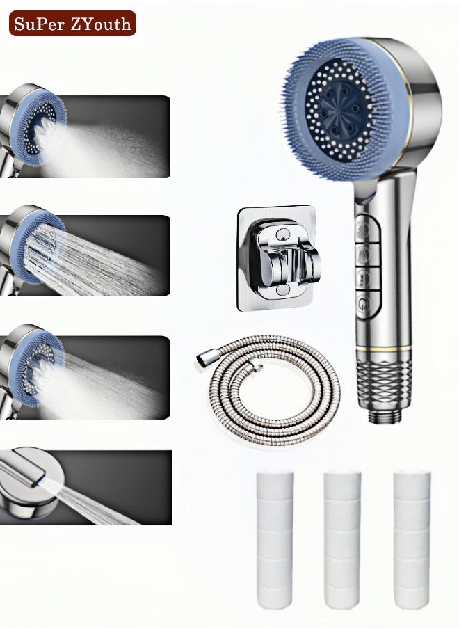 Shower Head with Handheld, Shower Heads High Pressure, Filtered Shower Head with Hose, Bracket, and with 3 Cotton Filters