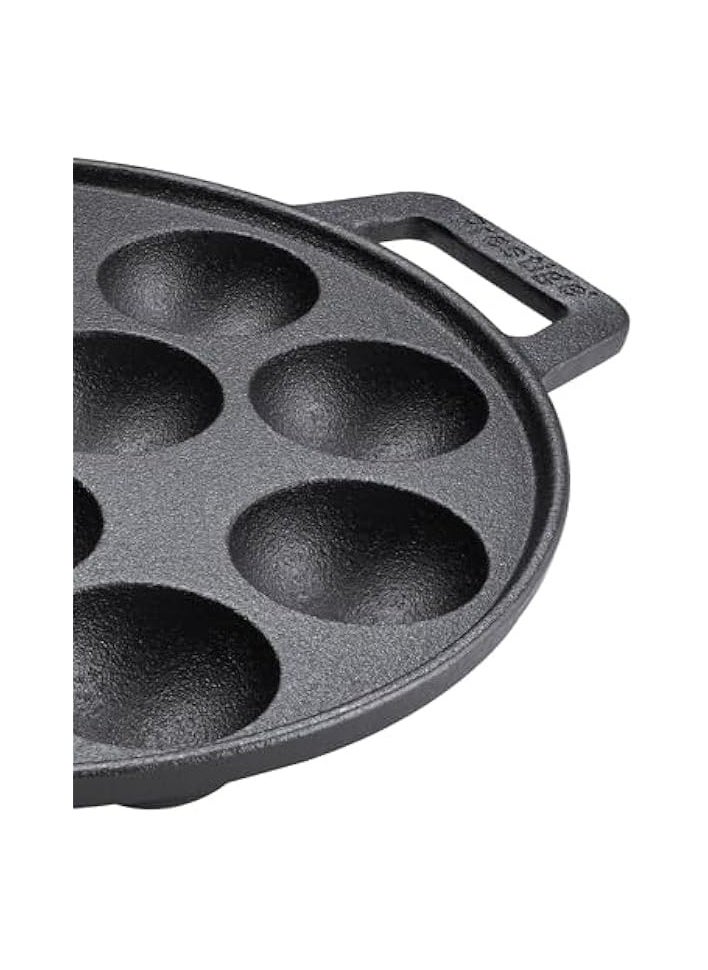 Cast Iron Appam Pan 26 CM | Duel Handle Appam Pan | Pre Seasoned Induction Cast Iron Cookware Black