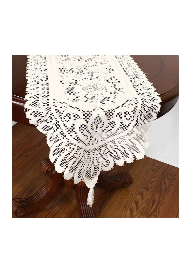 Ritz Lace Table Runner, 13 x 54 inches, Ivory