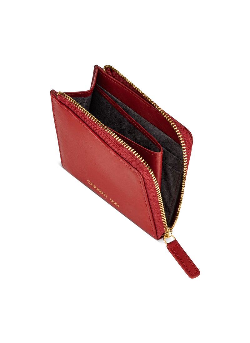 Red Leather Zip Around Wallet for Women's