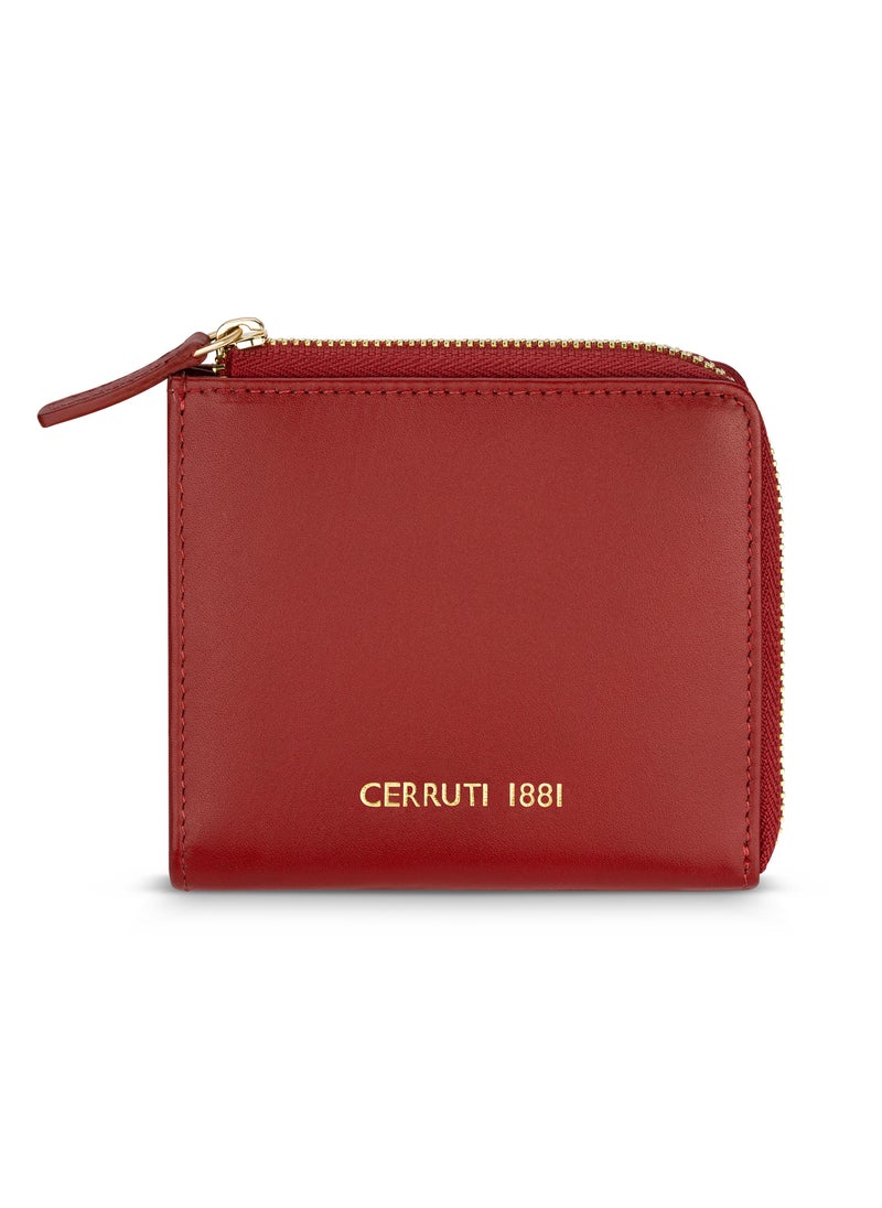 CERRUTI 1881 Women's Red Leather Zip-Around Wallet - Elegant Design