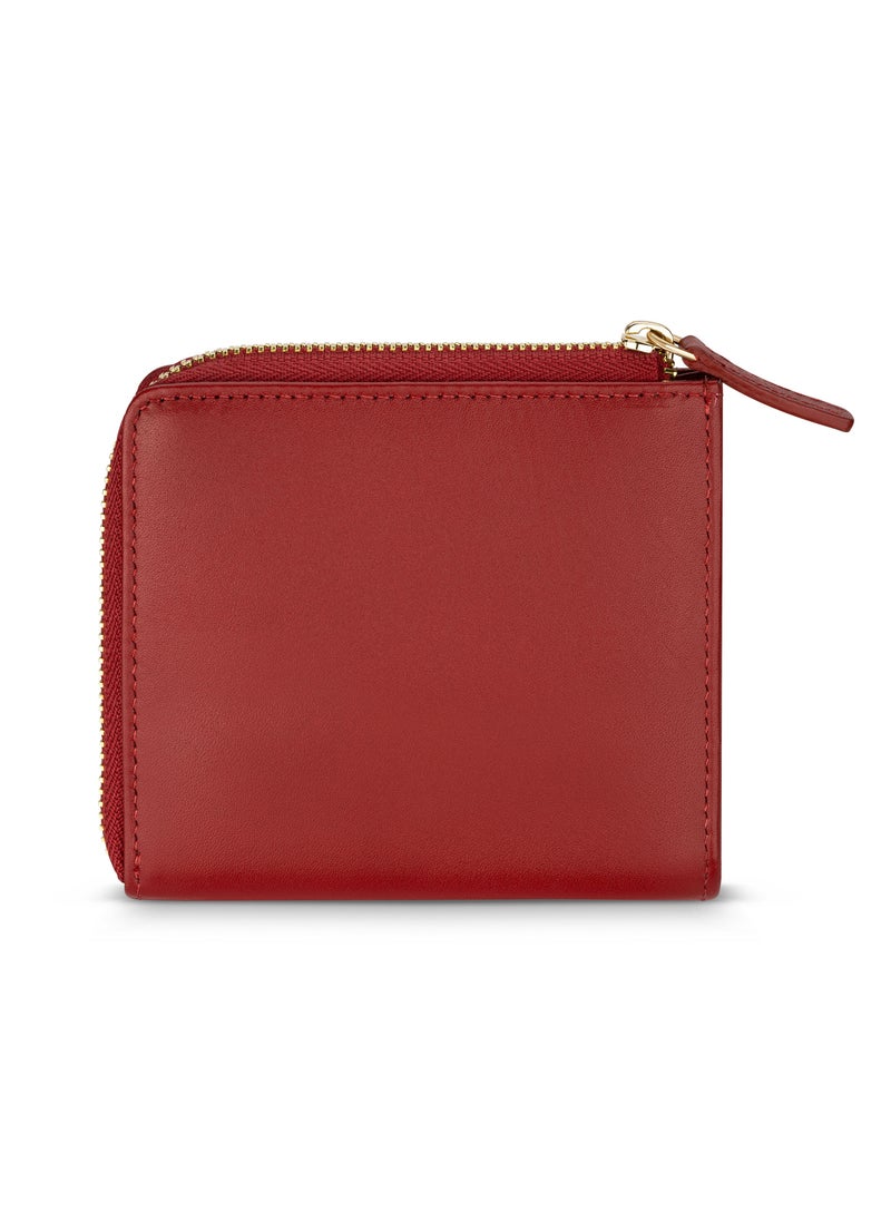 Red Leather Zip Around Wallet for Women's