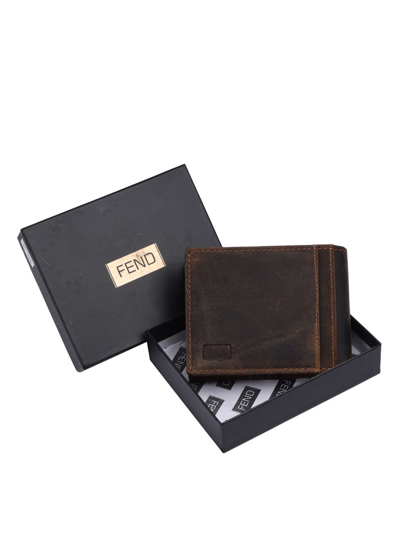 Fend Genuine Leather Men's Wallet with RFID Protection Brown