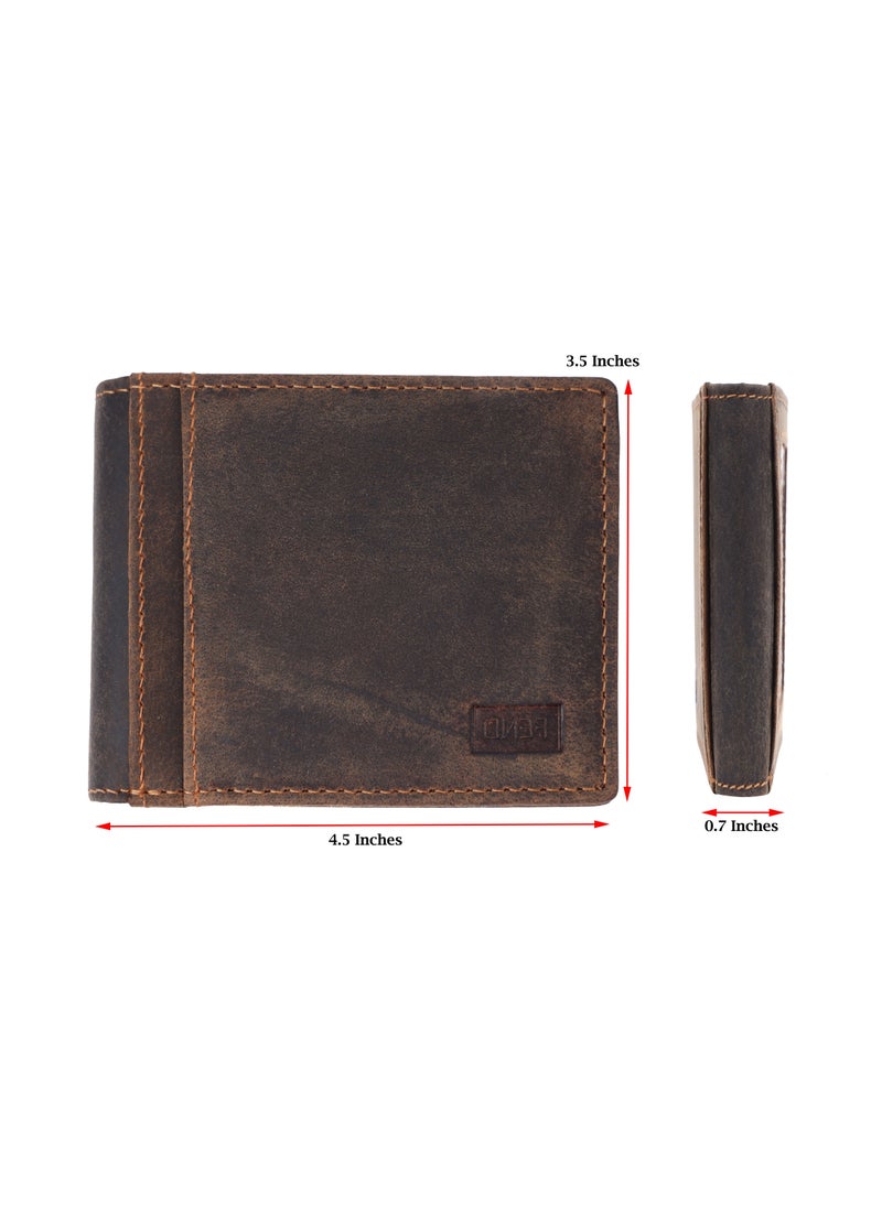 Fend Genuine Leather Men's Wallet with RFID Protection Brown