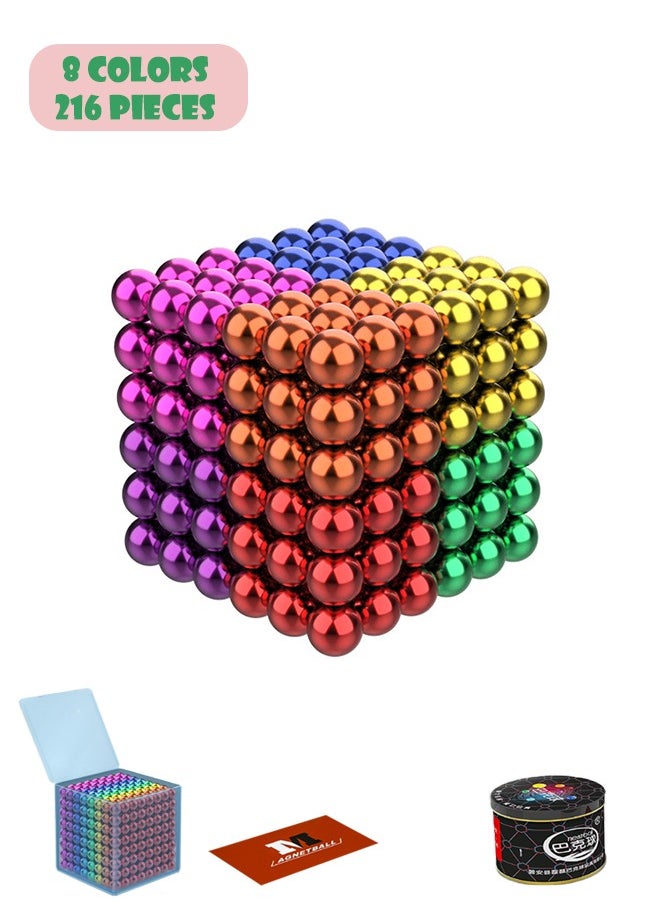 8 Colour BuckyBalls 216-Piece Magnetic Educational Bucky Balls Toys 5 Millimeter