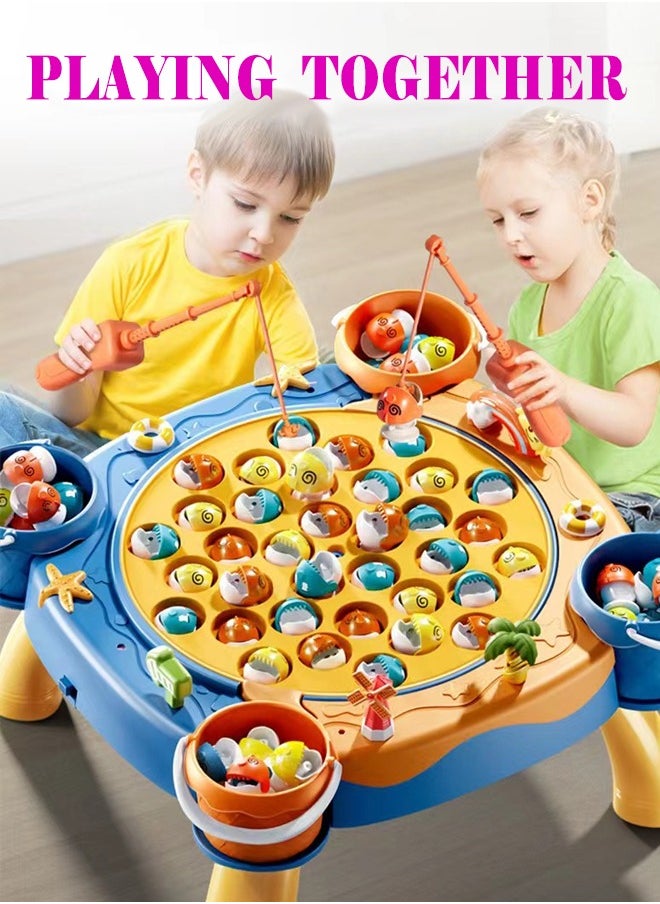 Kids Magnetic Fishing Toys For Kids Electric Fishing Toy Has Music Spinning Game Fish Rod Education Baby 3 Years Gifts