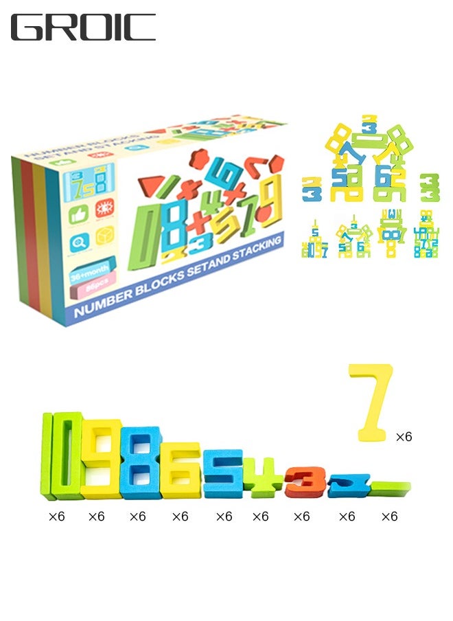 Foam Math Blocks Educational Toys, Including Math Manipulatives, Balanced Stacking, Memory Training, Unique Number Blocks for Math, Ages 3 and up as Gifts, Party Games, Education