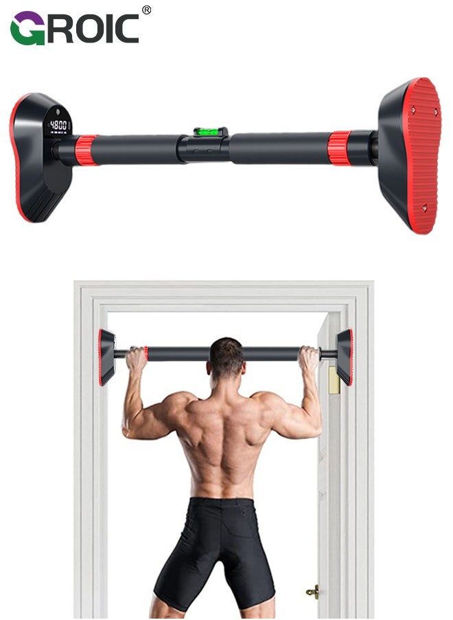 Pull Up Bar for Doorway, Adjustable Doorway Pull Up Bar 98-135cm  with Calorie,Digital Rep Counter, Workout Timer & Level,Door Pull Up Bar & Chin Up Bar for Door Frame