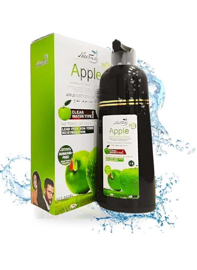 Ammonia-Free Natural Apple Black Hair Color Shampoo 96hr (500ml)