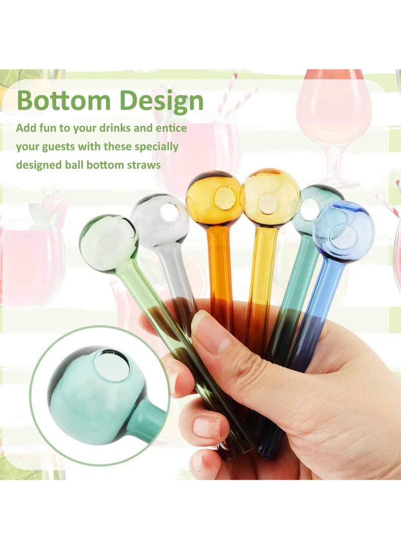 8 Pcs Colorful Shatter-Resistant Glass Straws – 4 Inch Reusable Drinking Straws with 2 Cleaning Brushes, Dishwasher Safe, Perfect for Cocktails, Smoothies, Coffee, and Juice