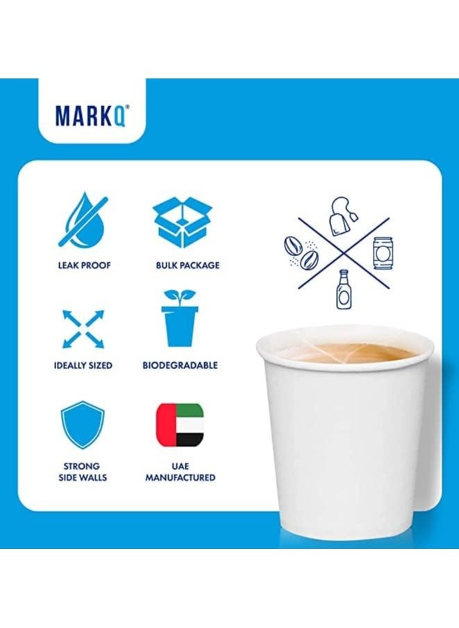 MARKQ [1000 Cups] 7oz White Paper Cups | Paper Cups for Hot & Cold Drinks | Disposable Cups for Home, Parties and Work