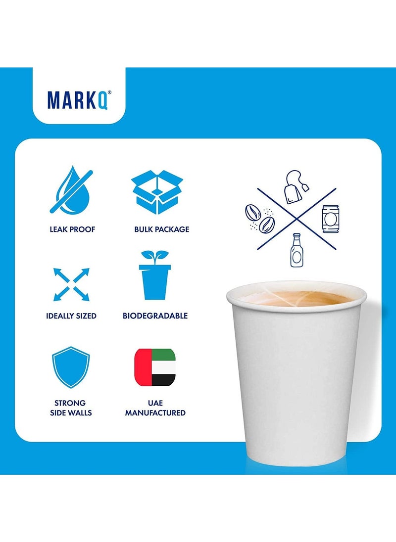 MARKQ[1000 Cups] 8 Oz White Paper Cups | Disposable Cups for Hot & Cold Drinks | Small Disposable Cups for Home, Parties and Work | Ideal for Water, Juice, Tea, Mouthwash