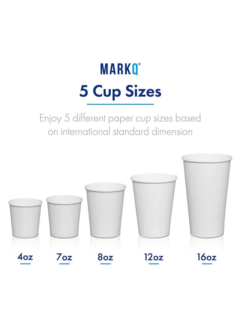 MARKQ[1000 Cups] 8 Oz White Paper Cups | Disposable Cups for Hot & Cold Drinks | Small Disposable Cups for Home, Parties and Work | Ideal for Water, Juice, Tea, Mouthwash