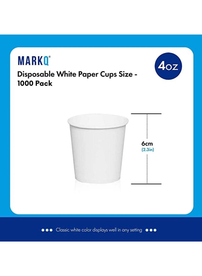 MARKQ [1000 Cups] 4 Oz White Paper Cups | Small Disposable Cups for Espresso, Qahwa, Mouthwash