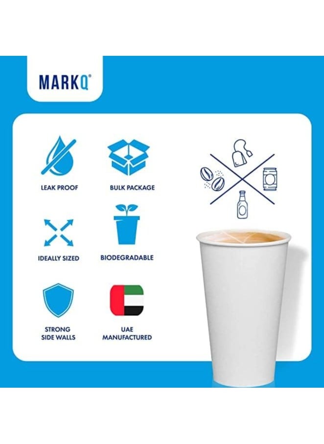 [1000 Cups] 16 Oz White Paper Cups | Paper Cups for Hot & Cold Drinks | Disposable Cups for Hot Chocolate, Cocoa, Water, Coffee Cups
