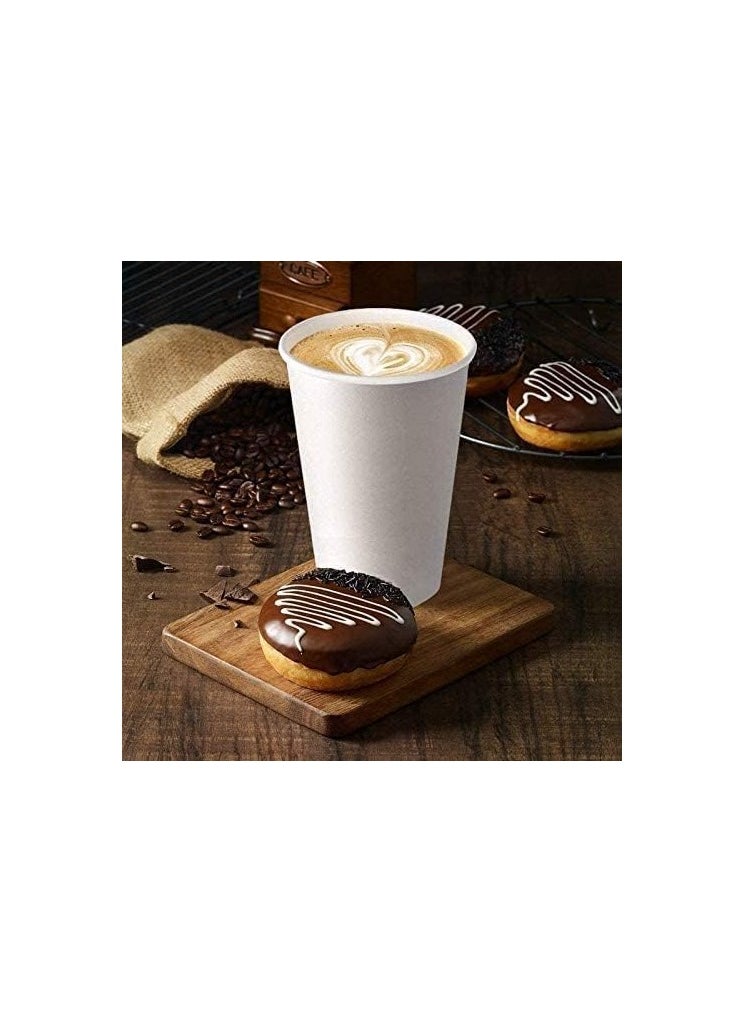 [1000 Cups] 16 Oz White Paper Cups | Paper Cups for Hot & Cold Drinks | Disposable Cups for Hot Chocolate, Cocoa, Water, Coffee Cups