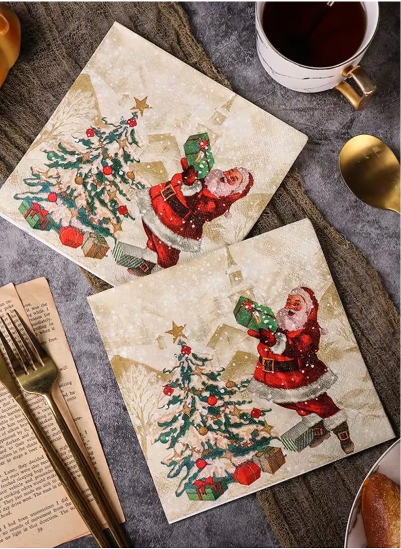 Christmas Tree Napkins – Festive Disposable Table Decor with Seasonal Tree Design, 20 Sheets/Bag for Holiday Dining and Parties