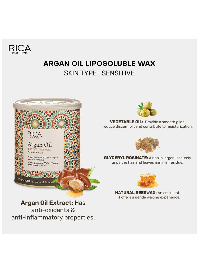 RICA COSMETICS Argan Oil Liposoluble Wax – 800ml, For Skin, Professional Hair Removal