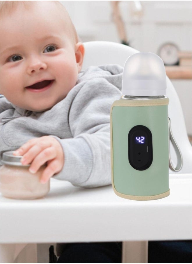 20-Gear Portable Baby Bottle Quick Warmer With Digital Display And Waterproof Thermostatic Bottle Cover (Green)