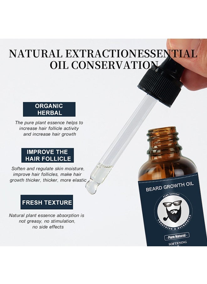 Beard Oil Cleanse&Refrese，Softens Facial Hair And Promotes Beard Restoration Of Softness And Shine Beard Growth Oil 30ML