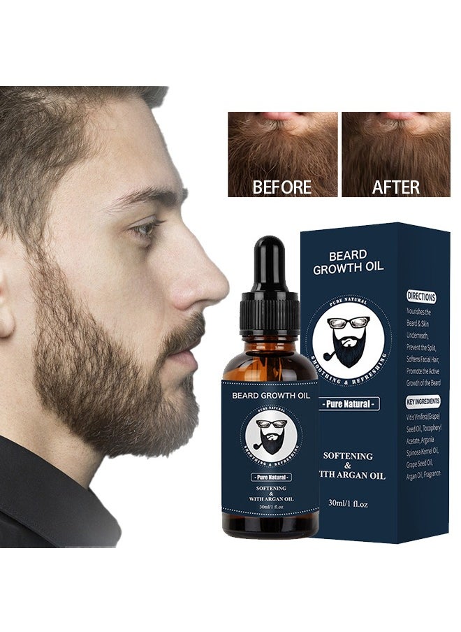 Beard Oil Cleanse&Refrese，Softens Facial Hair And Promotes Beard Restoration Of Softness And Shine Beard Growth Oil 30ML