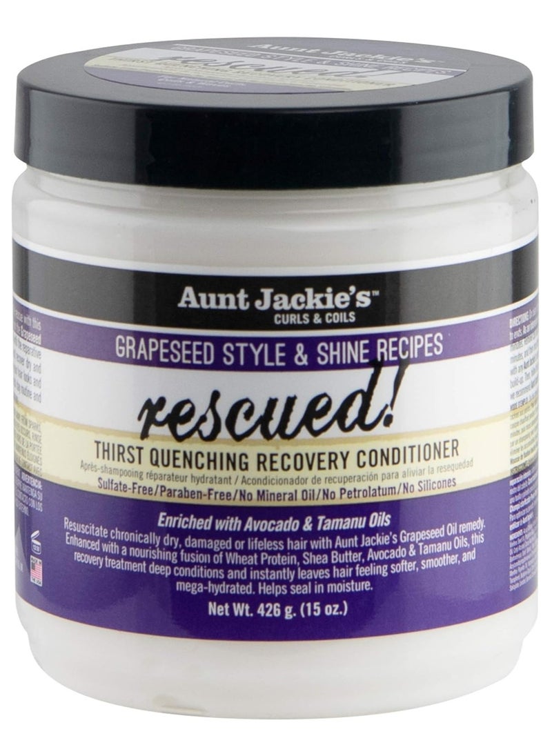 Aunt Jackie's Grapeseed Style And Shine Recipes Rescued Thirst Quenching Hair Recovery Conditioner, 426 g