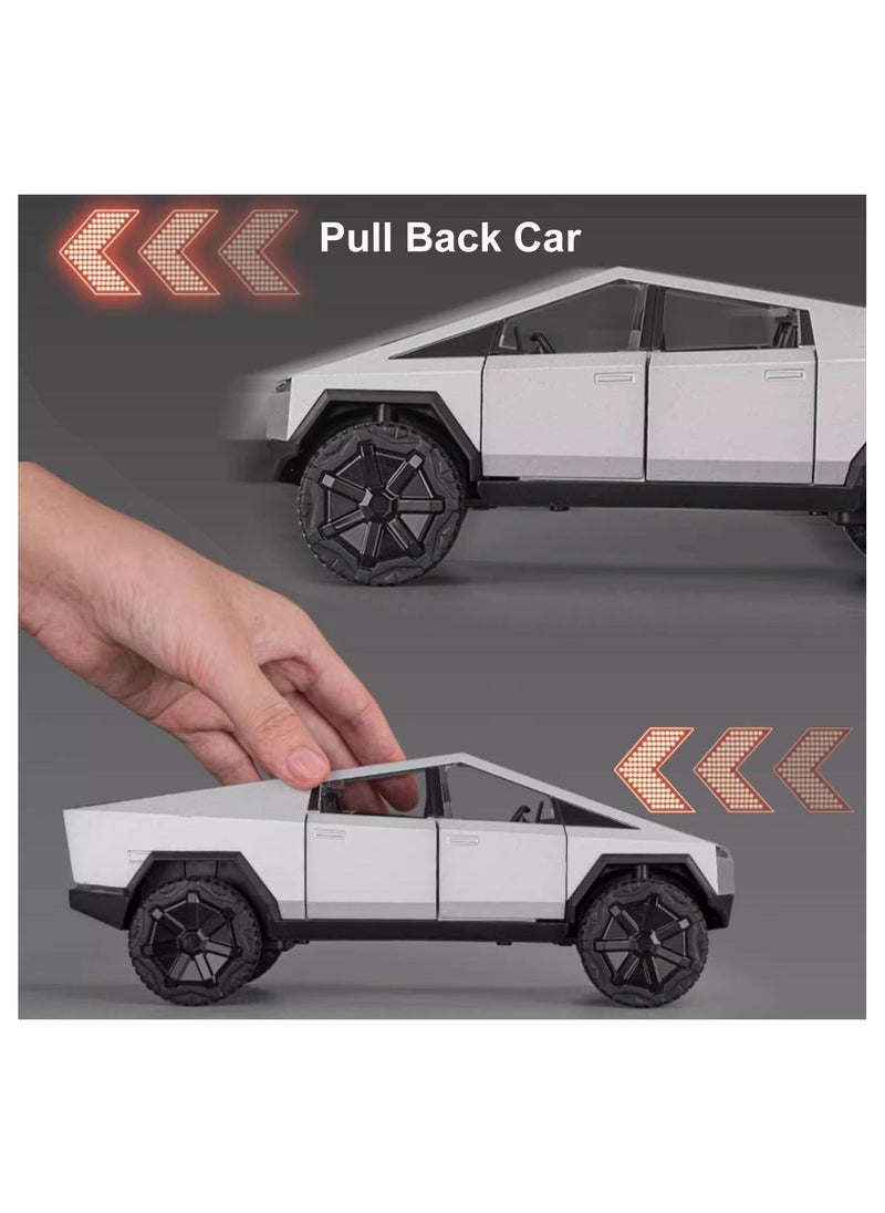 Tesla Cybertruck Pickup With Motorcycle Alloy Car Model Diecast Toy Vehicle Sound and Light Simitation Cars Model Toys Gift