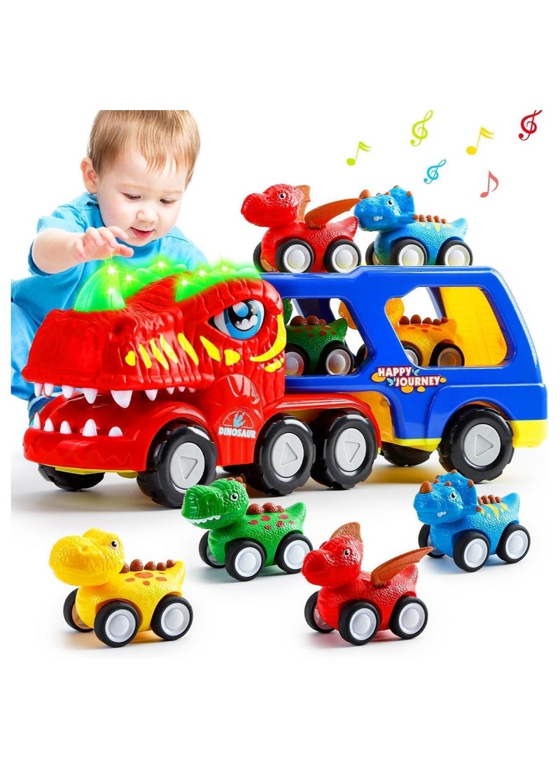 Truck Toys, Car Toys for Toddler 2 3 4 Year Old Boys Gifts,5-Pieces Monster Truck Toys for Kids 2-4,Dinosaur Car Toys for Boys Age 2 3 4 5 6,Pull Back Cars for Toddler Gifts Toys for 2-5 Year Old Girl