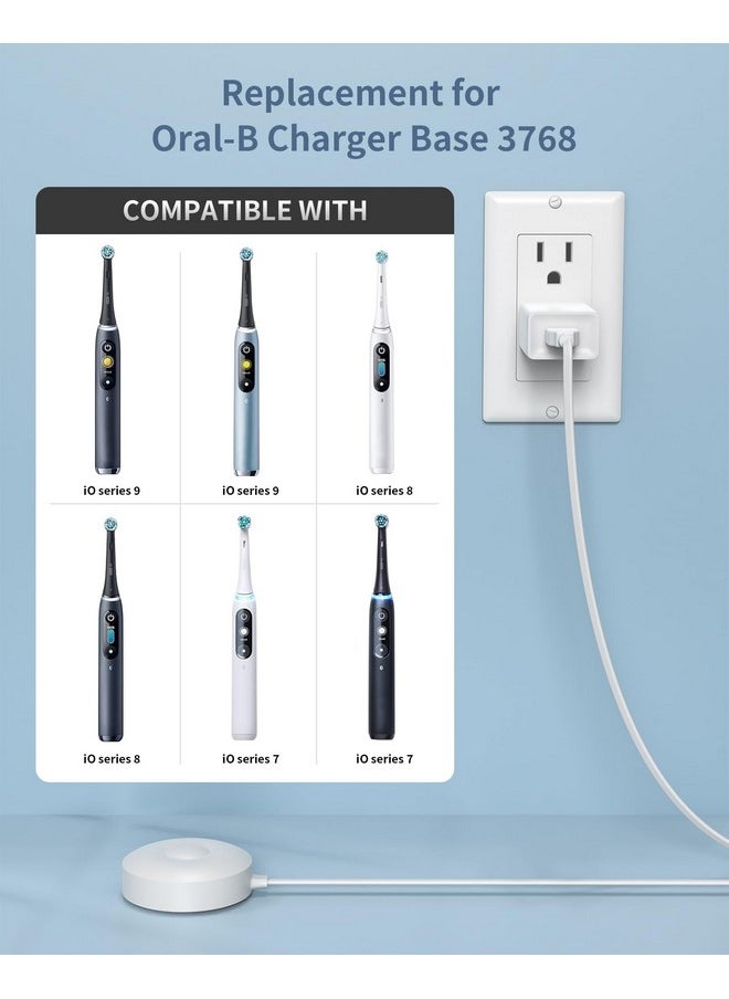 Charger For Oral B Io Series Charging Base,Compatible With Oral B Io Electric Toothbrush 7/8/9/10 Series, Magnetic Travel Charger Base Model 3768 Power Cord(White)