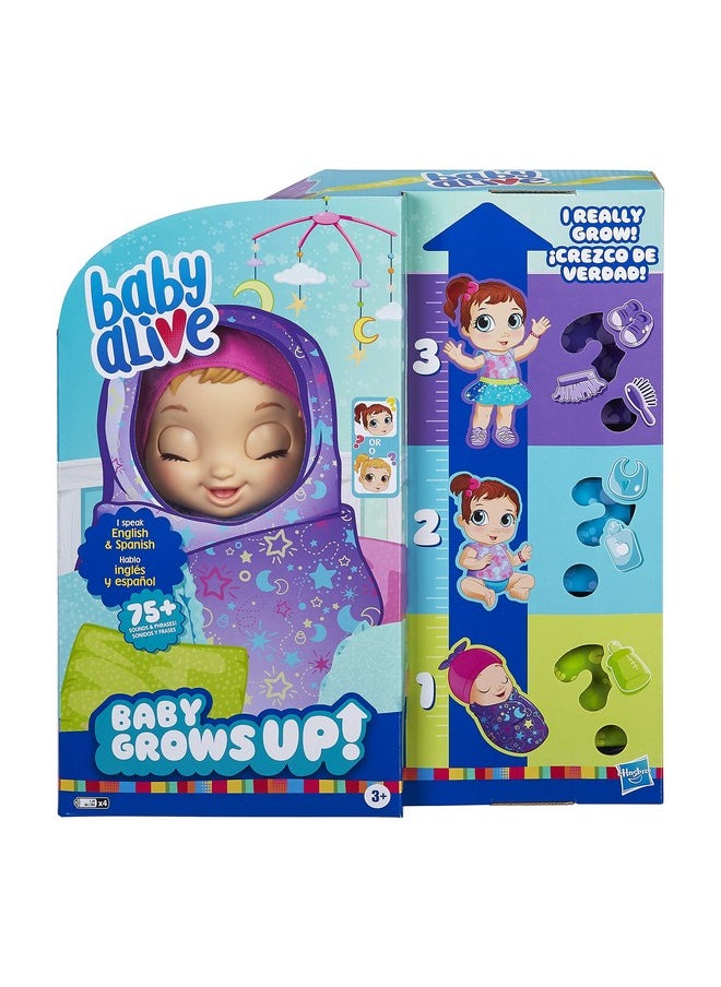 Baby Grows Up (Dreamy) - Shining Skylar Or Star Dreamer, Growing And Talking Baby Doll, Toy With 1 Surprise Doll And 8 Accessories, Blue