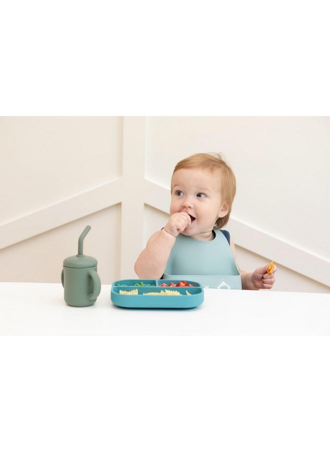 Little Bites Bundle - Baby Feeding Set And Baby Led Weaning Supplies With 1 Baby Bowl, 1 Baby Plate, 3 Baby Utensils, 1 Cup, 2 Lids, 100% Food-Grade Silicone (Underwater World)