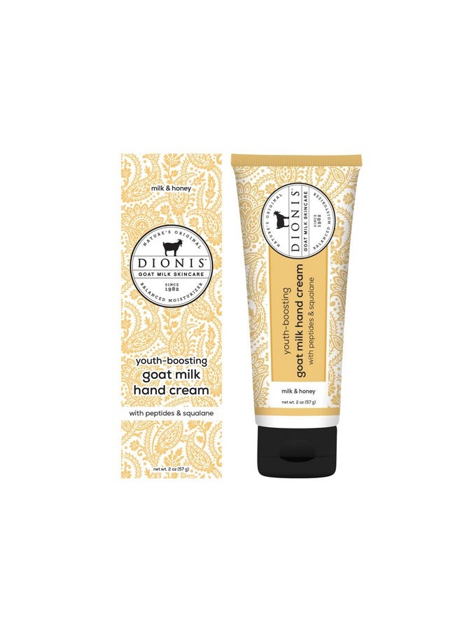 Youth Boosting Goat Milk Hand Cream 2Oz, With Peptides And Squalane For More Vibrant And Healthy Skin, Milk & Honey