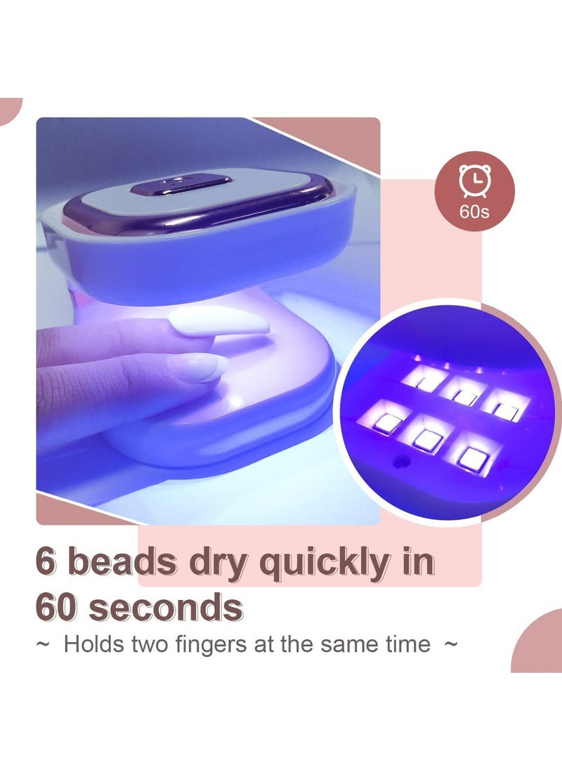 Mini UV Led Nail Lamp with 6 LED Beads Portable LED UV Nail Light for Healing Gel Nails USB Nail Dryer Suitable for Beginners Gel Lamp Nail Art Tools for Fingernail & Toenail