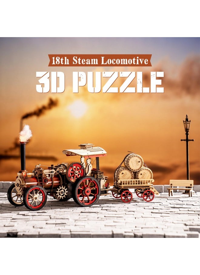 3D Puzzles For Adults,Steam Engine Model Kit,1:28 Scale Mechanical Steam Locomotive Wooden Puzzle,469Pcs,Assembly Time 6H, Awesome Gifts For Adults&Teens