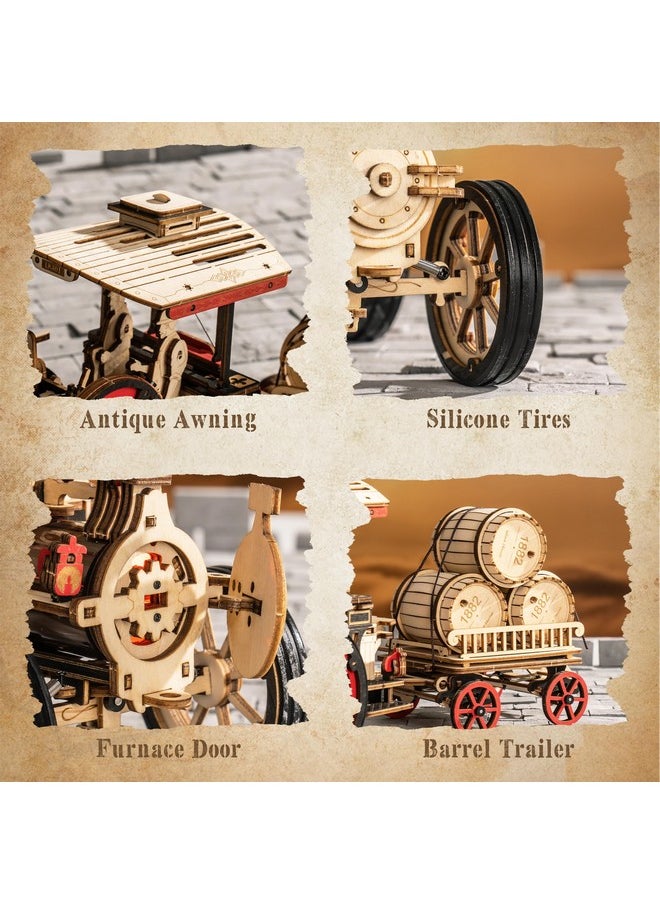3D Puzzles For Adults,Steam Engine Model Kit,1:28 Scale Mechanical Steam Locomotive Wooden Puzzle,469Pcs,Assembly Time 6H, Awesome Gifts For Adults&Teens