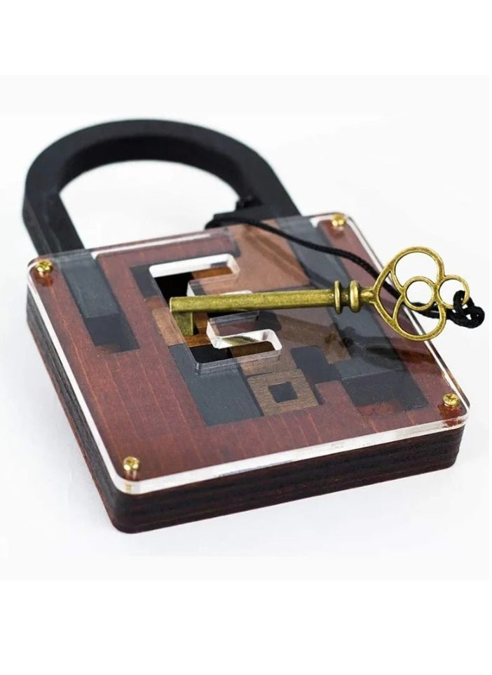 Lock Puzzle, Lightweight High Difficulty Level IQ Lock, Durable Tricky Padlock Brain Game, Compact And Portable Wooden Brainteaser Puzzles Game For Adults, (1pc)