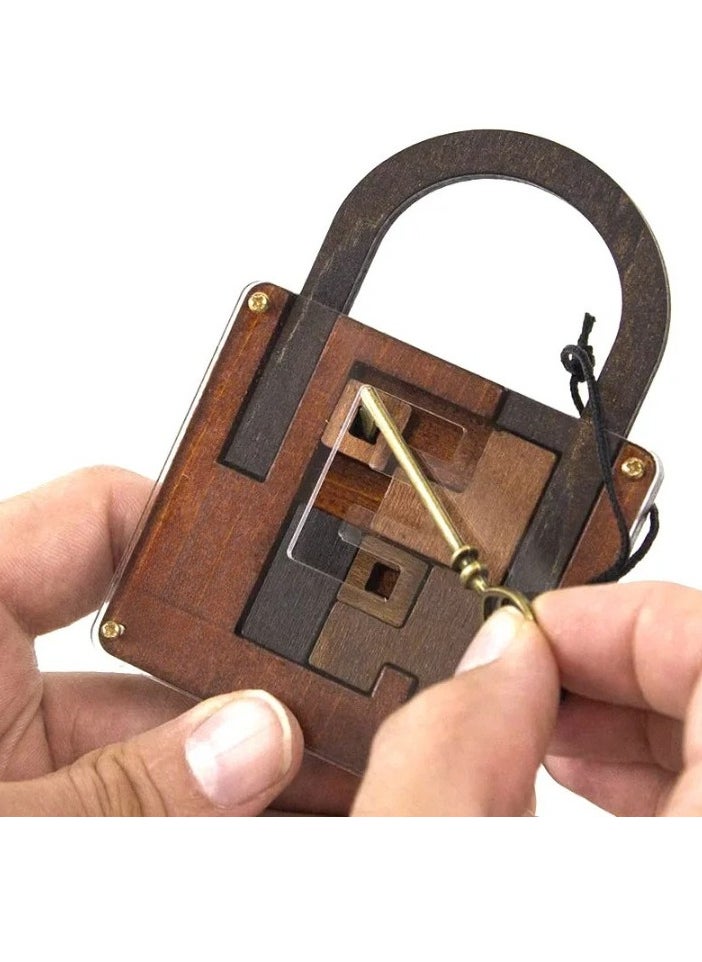 Lock Puzzle, Lightweight High Difficulty Level IQ Lock, Durable Tricky Padlock Brain Game, Compact And Portable Wooden Brainteaser Puzzles Game For Adults, (1pc)