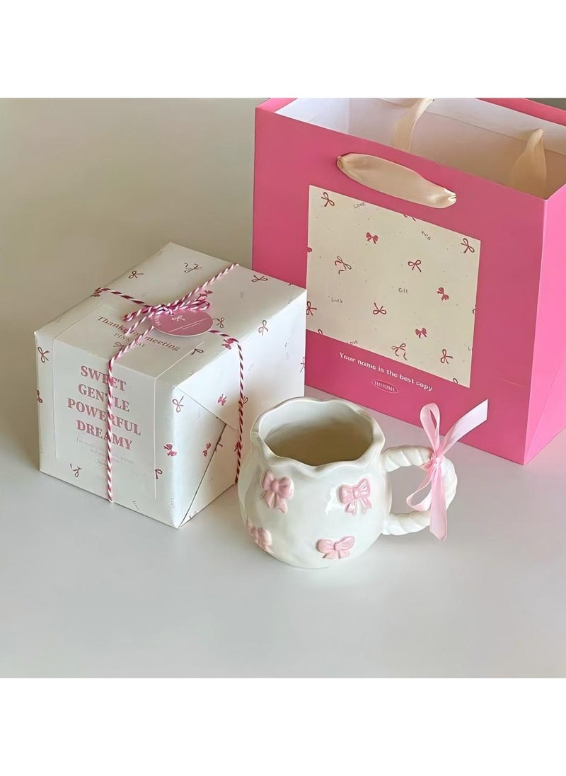 1pc Handmade Irregular Bow Ceramic Mug Little Bow