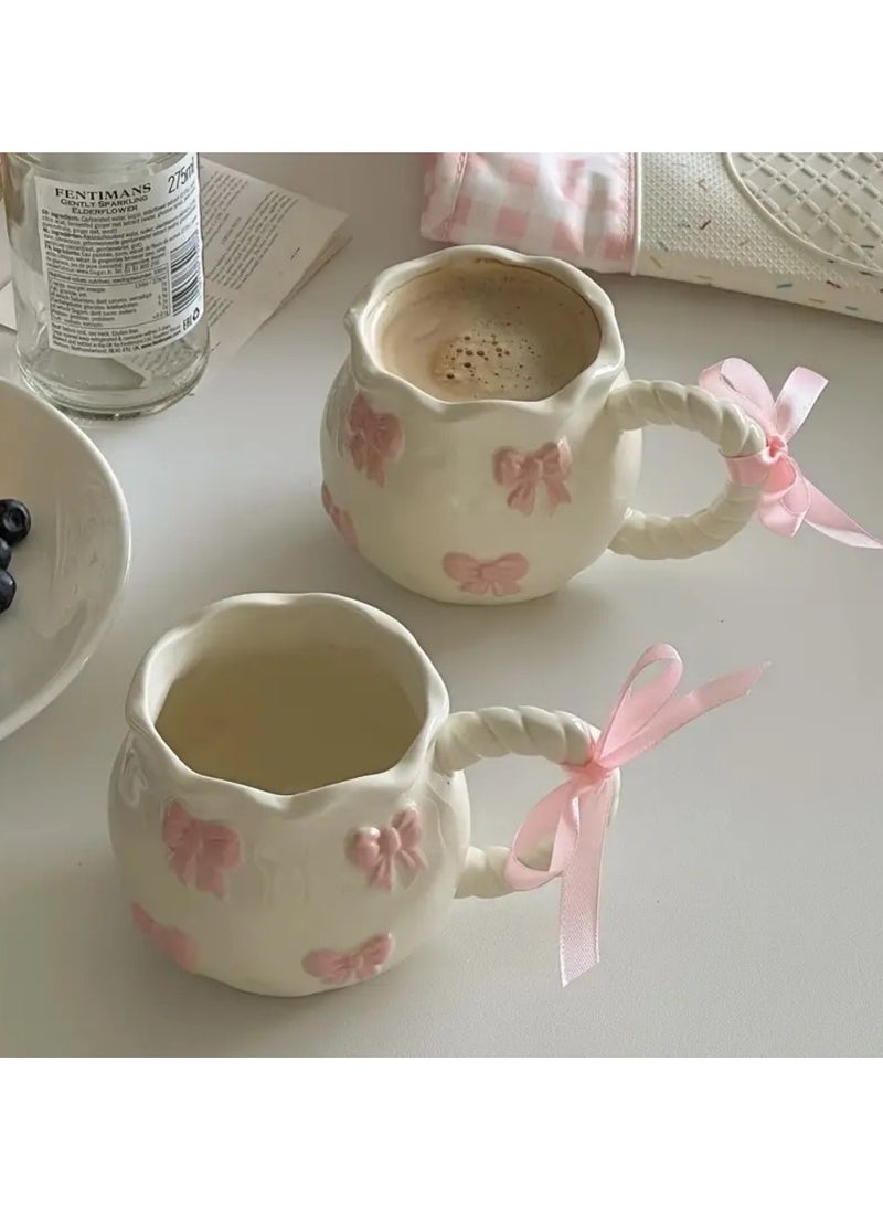 1pc Handmade Irregular Bow Ceramic Mug Little Bow