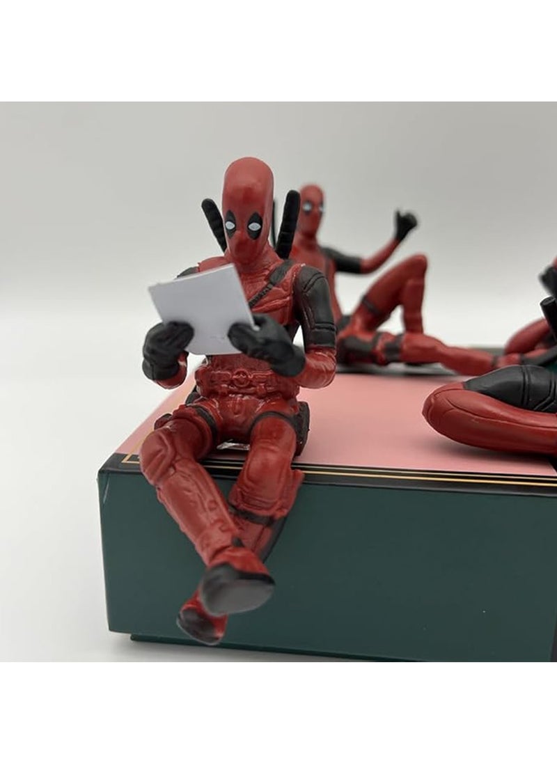 5-Piece Marvel Deadpool Figure Toy Set, Deadpool Model Figure Statue, PVC Character Model Toys, Toy for Desktop/Car Decorations/Collectibles, Gifts for Fans