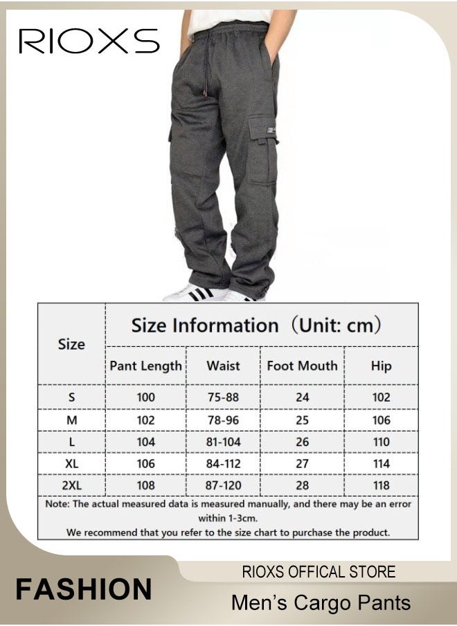 Men's Cargo Pants, Relaxed Fit Drawstring Elastic Waist Joggers, Comfy Hiking Sweatpants For Men, Breathable Sports Athletic Trousers With Multiple Pockets, Stretch Loose Trousers For Go-out Travel Or Daily Wear