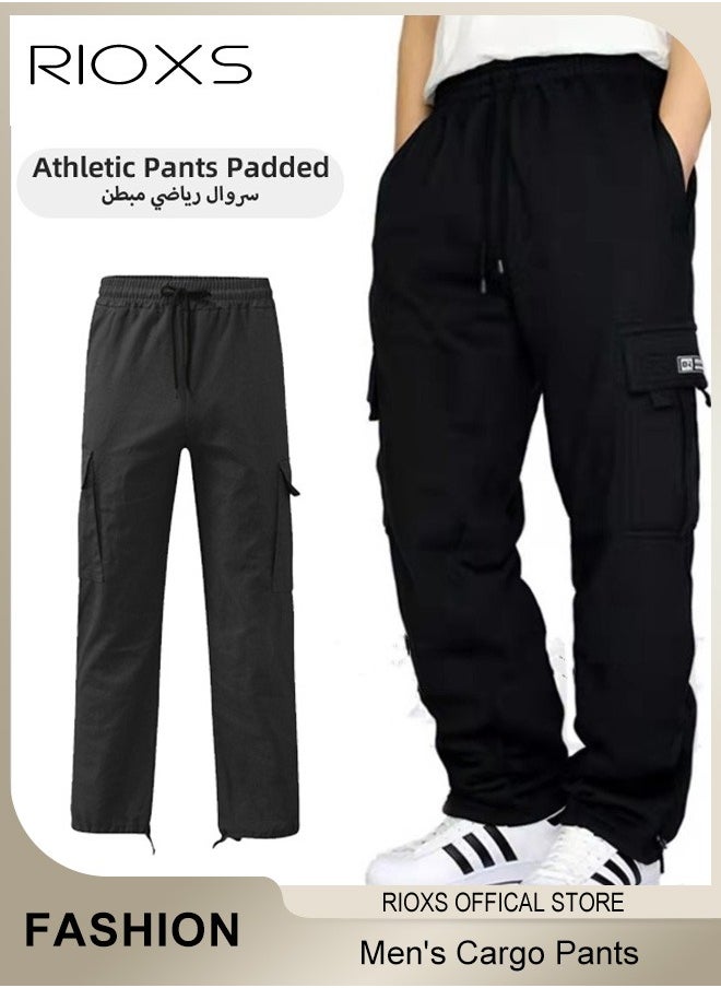 Men's Cargo Pants, Relaxed Fit Drawstring Elastic Waist Joggers, Comfy Hiking Sweatpants For Men, Breathable Sports Athletic Trousers With Multiple Pockets, Stretch Loose Trousers For Go-out Travel Or Daily Wear