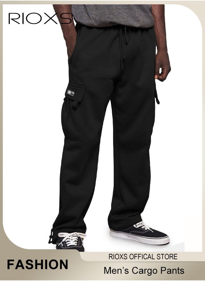 Men's Cargo Pants, Relaxed Fit Drawstring Elastic Waist Joggers, Comfy Hiking Sweatpants For Men, Breathable Sports Athletic Trousers With Multiple Pockets, Stretch Loose Trousers For Go-out Travel Or Daily Wear