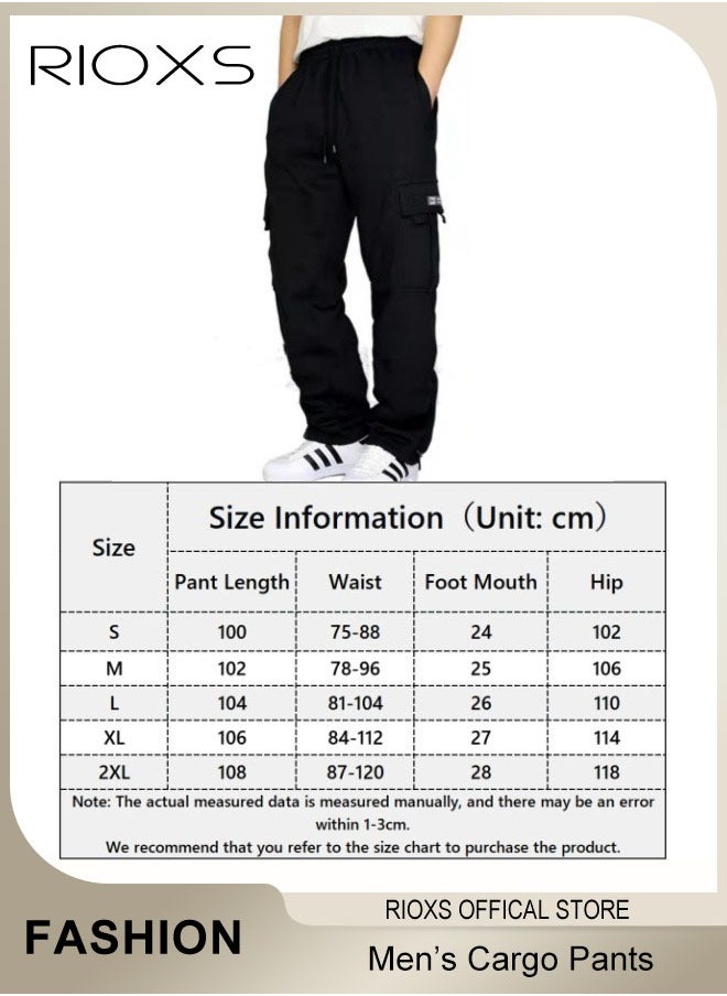 Men's Cargo Pants, Relaxed Fit Drawstring Elastic Waist Joggers, Comfy Hiking Sweatpants For Men, Breathable Sports Athletic Trousers With Multiple Pockets, Stretch Loose Trousers For Go-out Travel Or Daily Wear