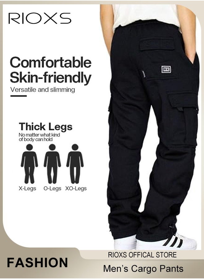 Men's Cargo Pants, Relaxed Fit Drawstring Elastic Waist Joggers, Comfy Hiking Sweatpants For Men, Breathable Sports Athletic Trousers With Multiple Pockets, Stretch Loose Trousers For Go-out Travel Or Daily Wear