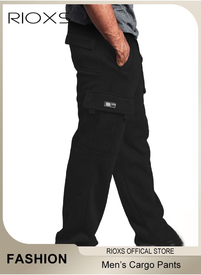 Men's Cargo Pants, Relaxed Fit Drawstring Elastic Waist Joggers, Comfy Hiking Sweatpants For Men, Breathable Sports Athletic Trousers With Multiple Pockets, Stretch Loose Trousers For Go-out Travel Or Daily Wear