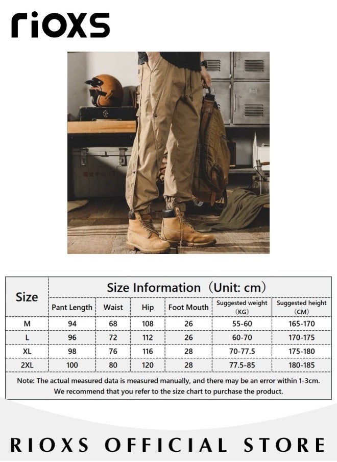 Men's Casual Cargo Pants,Loose Drawstring Trousers,Wide Leg Jogging Pants With Elasticated Strap,Breathable Outdoor Tactical Pants,Fashion Workout Work Pants With Pockets