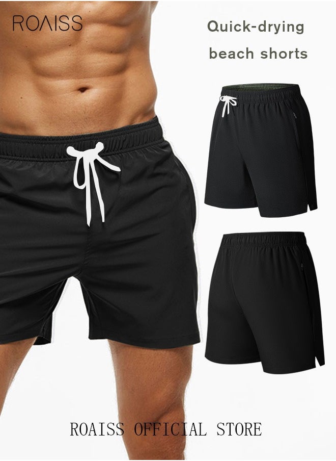 Men's Swimming Trunks Beachwear Quick Dry Beach Pants Gym Wear Fitness Workout Short Sports Running Boxer Swim Shorts Swimsuit Summer