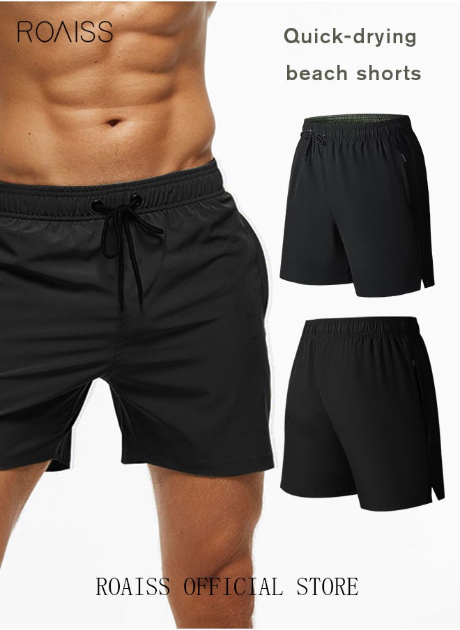 Men's Swimming Trunks Beachwear Quick Dry Beach Pants Gym Wear Fitness Workout Short Sports Running Boxer Swim Shorts Swimsuit Summer